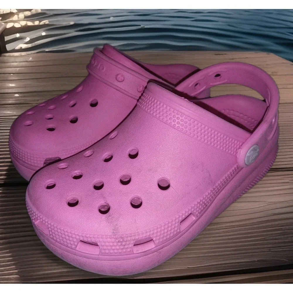 Crocs Classic Crush Clog‎ Pink Sz C13 Platform Shoes Iconic Girls 13
